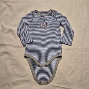 Baby Gap blue & white stripe 12-18 months body suit VGUC